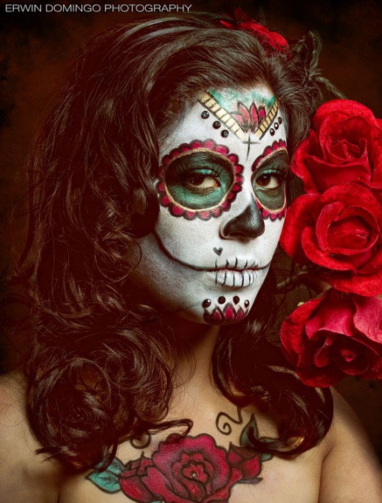 Maquiagem artística no dia dos mortos no México